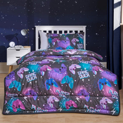 OHS Gaming Coverless 10.5 Tog Duvet Set Single Bed Quilted Gamer Pillowcase from B&Q