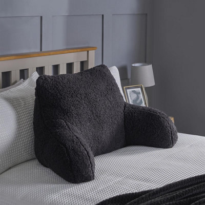 Ohs Teddy Fleece Bed Reading Cushion Pillow With Arms Lumbar Support