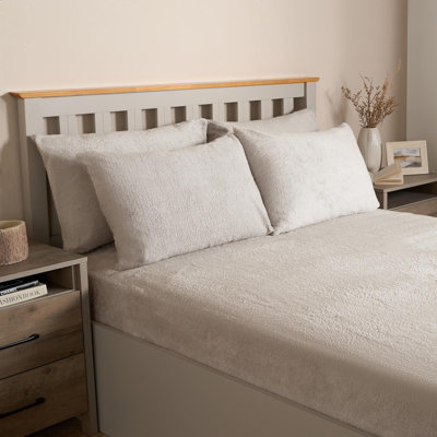OHS Teddy Fleece Pillowcase Cover Bedding Set 4 X Thermal50 X 75Cm Natural from B&Q