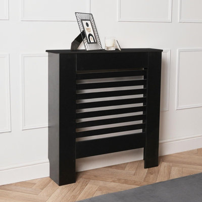 OHS Wooden Radiator Cover Shelf Modern FurnitureBlackSmall from B&Q