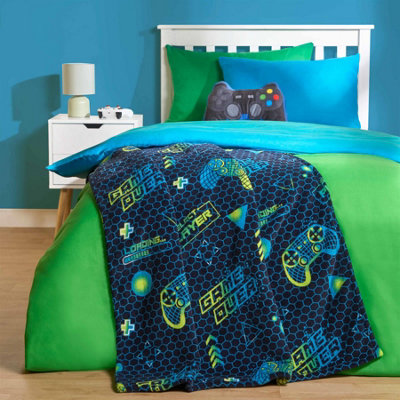 OHS Throw Sherpa Gaming Bed Blanket Fleece Warm Supersoft Over Chair Sofa Gamer from B&Q