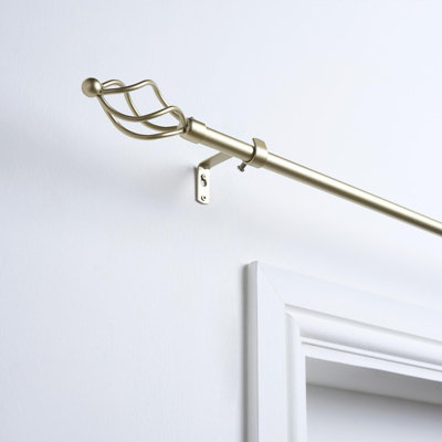 OHS Curtain Pole Extendable Metal Finnials Twist End Rings Rod FittingsBrass from B&Q