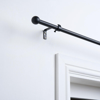OHS Curtain Pole Extendable Metal Finnials Ball End Rings Rod FittingsBlack from B&Q