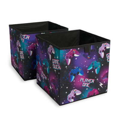 OHS Gaming Storage Boxes Pack Of 2 Folding Space Saving Shoe Toy Cube Tidy Set from B&Q