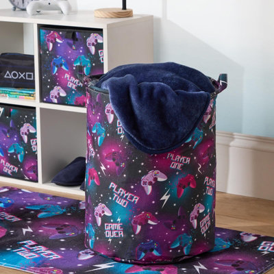 OHS Kids Laundry Basket Clothes Shoe Storage Toy Organiser Pop UpGamingBlack from B&Q
