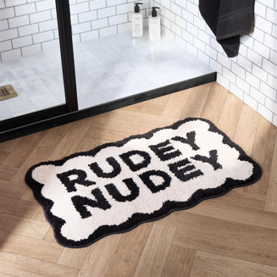 OHS Bath Mat Non Slip Soft Rudey Nudey Shower Textured Shaggy Absorbent Bathroom Rug from B&Q