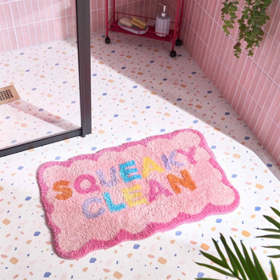 OHS Bath Mat Non Slip Rug Shower Textured Shaggy Absorbent Bathroom Squeaky Clean from B&Q