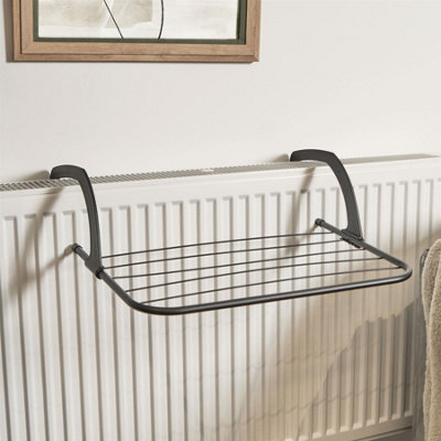 OHS Over Radiator Clothes Airer Foldable Clothes Towel Rail Rack Dryer HangerBlack from B&Q