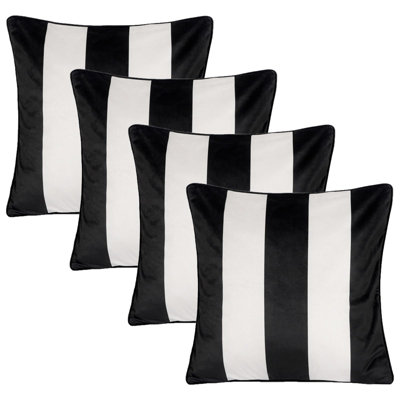 OHS 4 Pack Stripe Matte Velvet Cushion CoversMono45 X 45Cm from B&Q