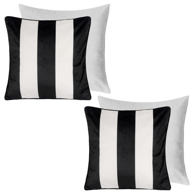 OHS 2 Pack Stripe Matte Velvet Filled Cushion CoversMono45 X 45Cm from B&Q