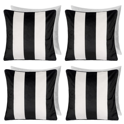 OHS 4 Pack Stripe Matte Velvet Filled Cushion CoversMono45 X 45Cm from B&Q
