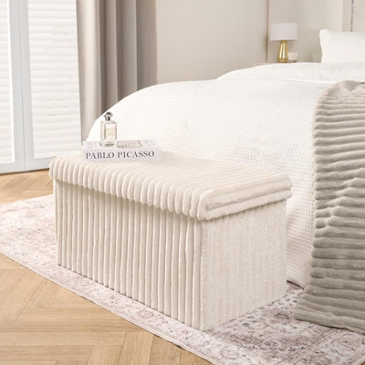Ohs Ribbed Round Ottoman - Cream - Image 3