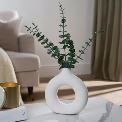 B&Q -  Artificial Eucalyptus With Ceramic Vase Home Decorative Faux Plant