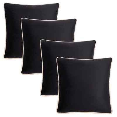OHS 4 Pack Matte Velvet Piped Cushion CoversMono45 X 45Cm from B&Q