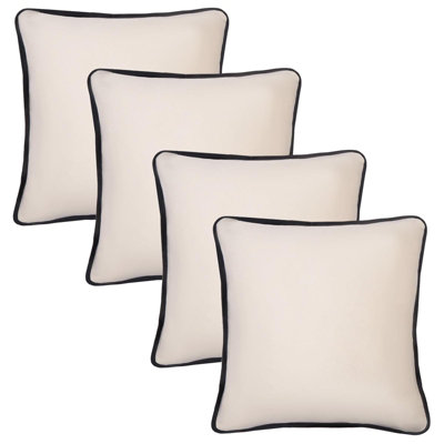 OHS 4 Pack Matte Velvet Piped Cushion CoversCream45 X 45Cm from B&Q