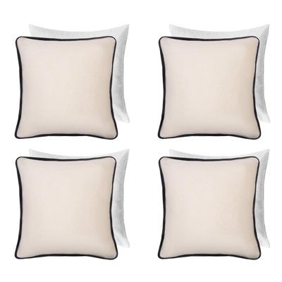 OHS 4 Pack Matte Velvet Piped Filled Cushion CoversCream45 X 45Cm from B&Q