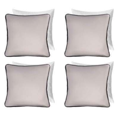 OHS 4 Pack Matte Velvet Piped Filled Cushion CoversGrey45 X 45Cm from B&Q