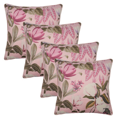 OHS 4 Pack Printed Floral Cushion CoverBlush45 X 45Cm from B&Q