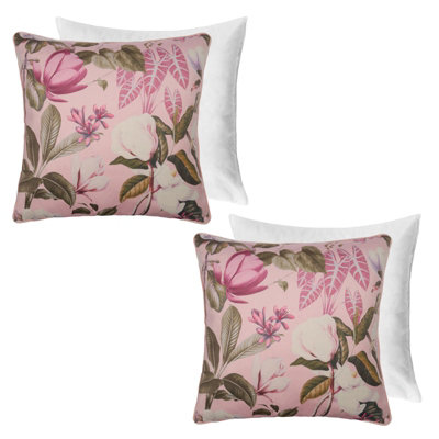 OHS 2 Pack Printed Floral Filled Cushion CoverBlush45 X 45Cm from B&Q