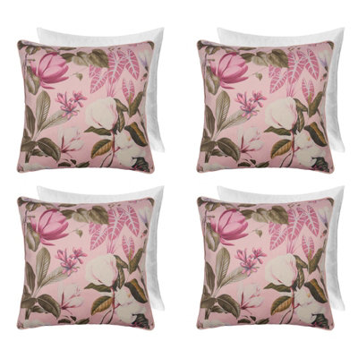 OHS 4 Pack Printed Floral Filled Cushion CoverBlush45 X 45Cm from B&Q