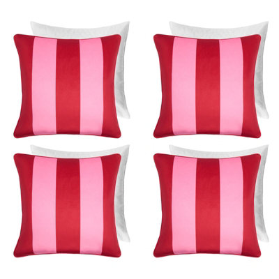 OHS 4 Pack Stripe Filled Cushion CoverRed/pink45 X 45Cm from B&Q