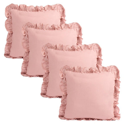 OHS 4 Pack Faux Linen Frill Cushion CoverBlush45 X 45Cm from B&Q