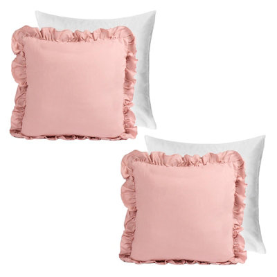 OHS 2 Pack Faux Linen Frill Filled Cushion CoverBlush45 X 45Cm from B&Q