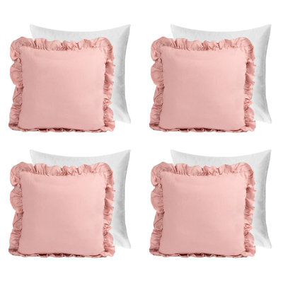 OHS 4 Pack Faux Linen Frill Filled Cushion CoverBlush45 X 45Cm from B&Q
