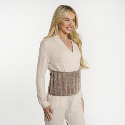 Ohs Ribbed Fleece Hot Water Bottle Belt Adjustable Heating Wrap, Mink 1L