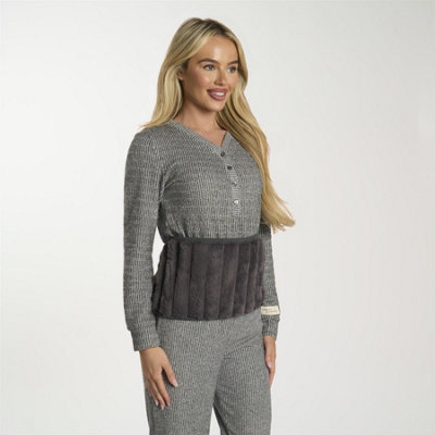 Ohs Ribbed Fleece Hot Water Bottle Belt Adjustable Heating Wrap, Charcoal 1L