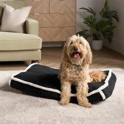 OHS Sherpa Bind Pet Bed Dog Puppy Comfy Mat Cushion Washable FleeceBlackLarge from B&Q