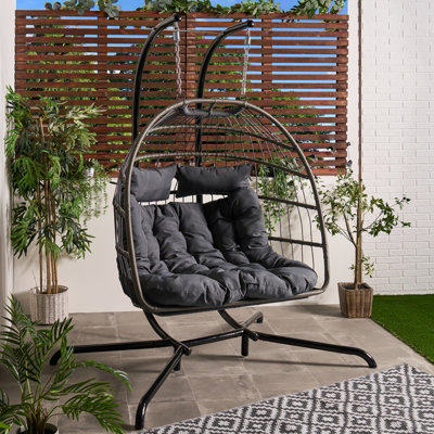 Ohs Double Hanging Egg Chair Folding Swing Seat Hammock Patio Garden Outdoor from B&Q