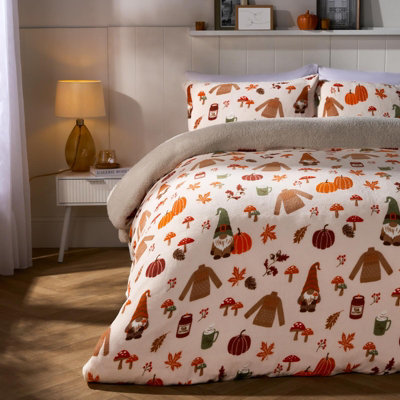 Ohs Autumn Gonk Sherpa Fleece Warm Duvet Cover Bedding Set from B&Q