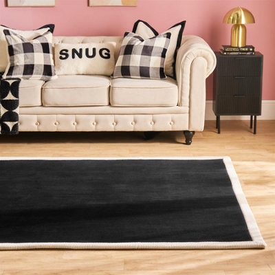 Ohs Contrast Border Non Slip Tufted Hallway Runner Rug Floor Carpet