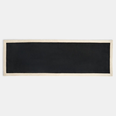 Ohs Contrast Border Non Slip Tufted Hallway Runner Rug Floor CarpetBlack66 X 200 Cm from B&Q