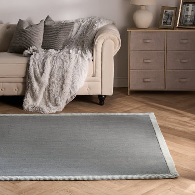 Ohs Contrast Border Non Slip Tufted Hallway Runner Rug Floor Carpet