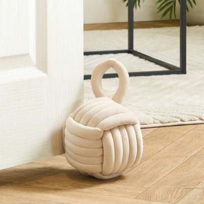 Ohs Matte Velvet Rope Weighted Decorative Door Stop With HandleCream from B&Q