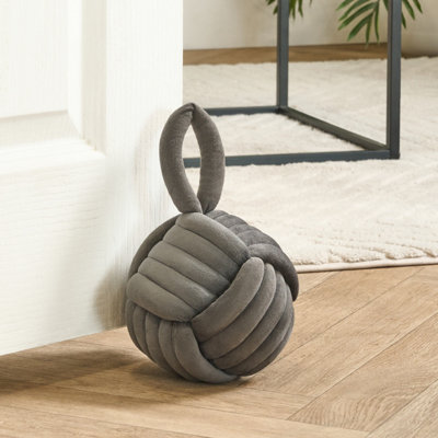 Ohs Matte Velvet Rope Weighted Decorative Door Stop With HandleGrey from B&Q
