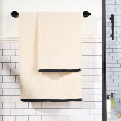 OHS Border Trim Premium Cotton Bath Towel Sheet Soft AbsorbentCream from B&Q