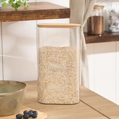 OHS Plastic Oval Storage Container With Bamboo LidLarge from B&Q