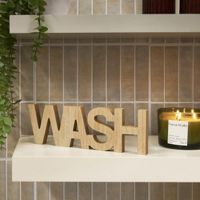 OHS Wash Sign Statue Freestanding Bathroom Décor from B&Q