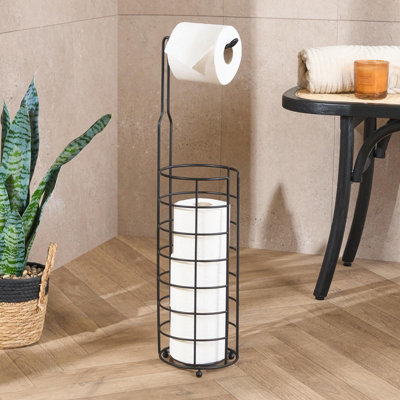 Ohs Wire Toilet Roll Holder Freestanding Storage Rust Resistant Metal from B&Q