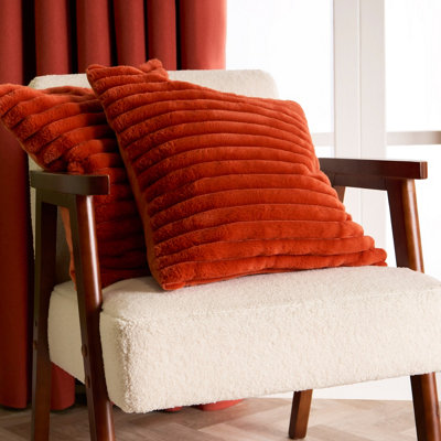 Ohs 2 X Faux Fur Thick Rib Cushion CoversRust from B&Q