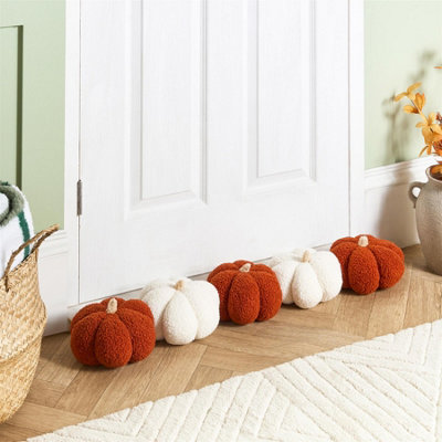 Ohs Unisex Burnt Orange Pumpkin Shaped Boucle Decorative Draught Excluder In - Image 3