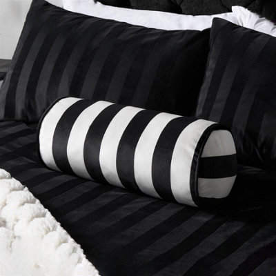 OHS Matte Velvet Stripe Bolster Pillow Soft Cylindrical Cushion from B&Q