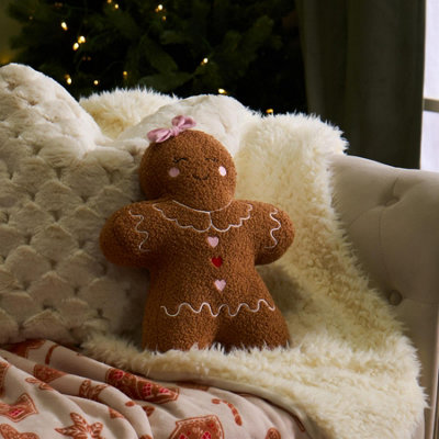 Ohs Gingerbread Boucle Throw Pillow Scatter Cushion from B&Q