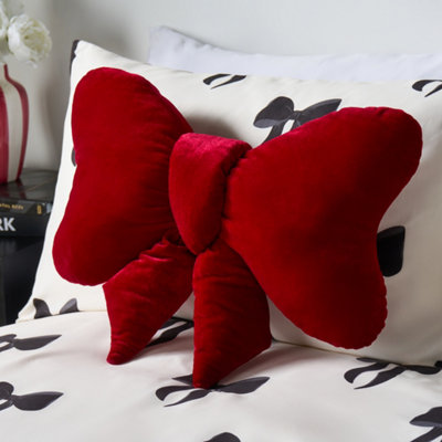 Ohs Velvet Bow Shaped Novelty Decorative Scatter Cushion Plush Pillow from B&Q