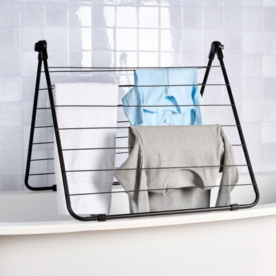 OHS Clothes Airer Over Bath Foldable Dryer Towel Rack Storage Organiser Rail Hanger from B&Q