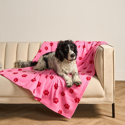 Ohs Paw Pet Dog Blanket Throw Soft Puppy Animal MatPink/red120 X 150Cm from B&Q