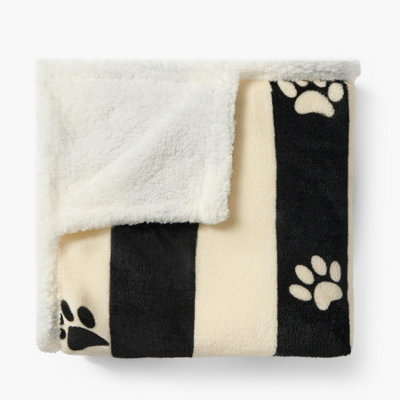 OHS Paw Print Sherpa Fleece Pet Blanket Dogs Cat Soft Plush Throw from B&Q